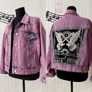 Nashville Music acid wash denim jacket